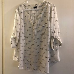 Torrid White Blouse, Black Glasses Pattern